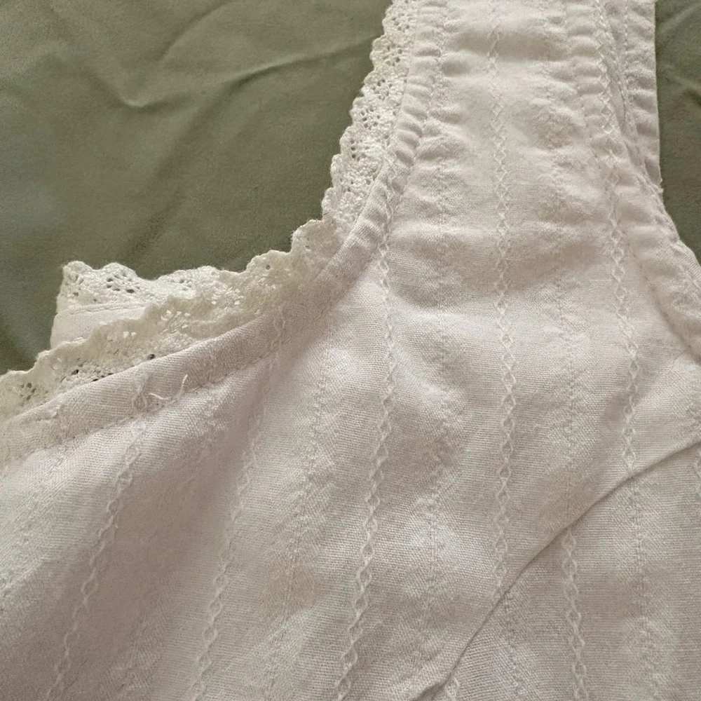 Rhythm Women’s White Lace-Trim Button Front Top - Picture 4 of 5